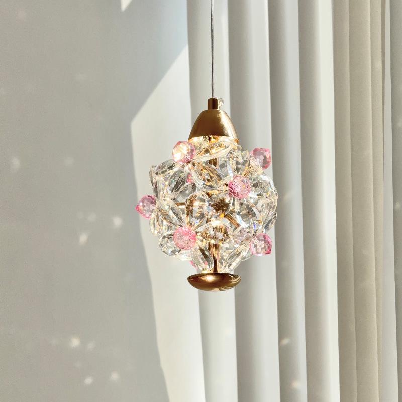 High-End French Floral Crystal Pendant Light for Bedroom or Hallway