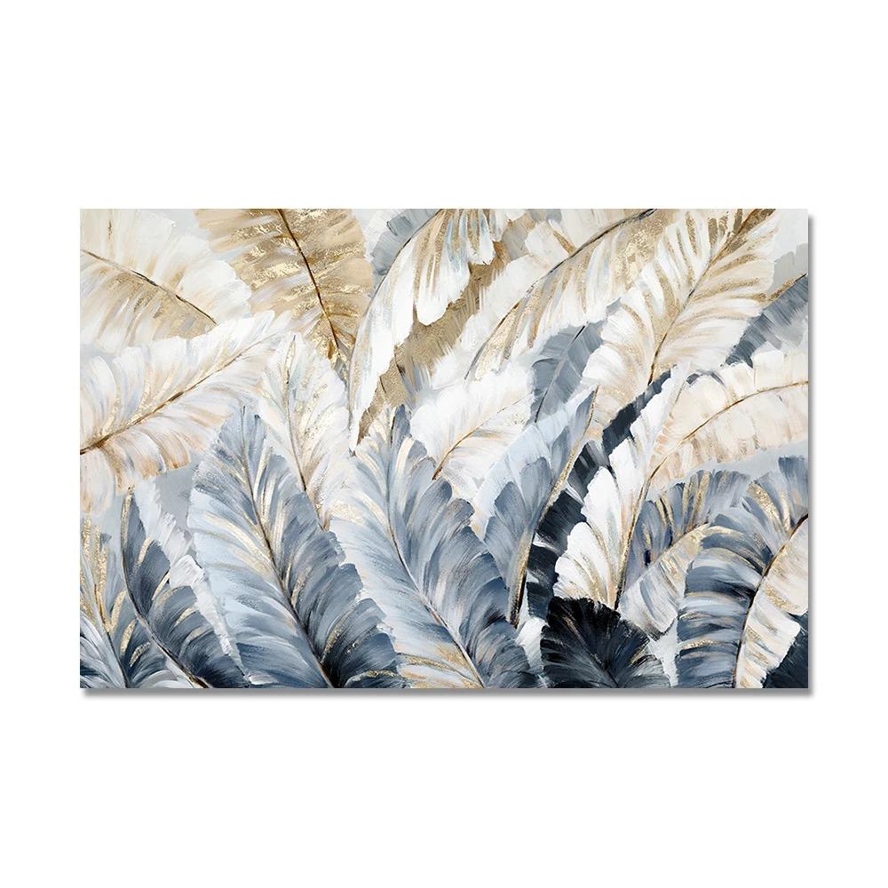 

Abstract Golden Palm Leaves Poster Nordic Plant Canvas Painting Still Life Wall Art Pictures for Living Room Interior Home Decor 20x30cm
