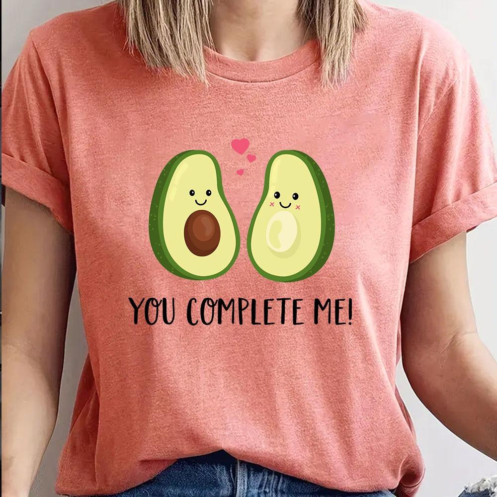 

Cartoon Avocado Fashion Harajuku Style Pure Cotton Printed Women s Round Neck Short Sleeved T-shirt XL розовый