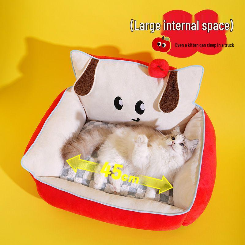 Cozy Four-Season Cat Bed: Semi-Enclosed, Warm, Secure Nest for All Seasons