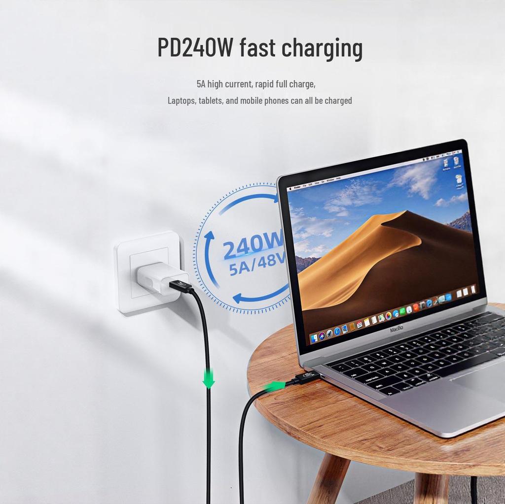 USB4 Thunderbolt 4 High-Definition 8K Kabel, 40G Datenübertragung, 240W Dual Typ-C, Versilbertes Koaxialkabel