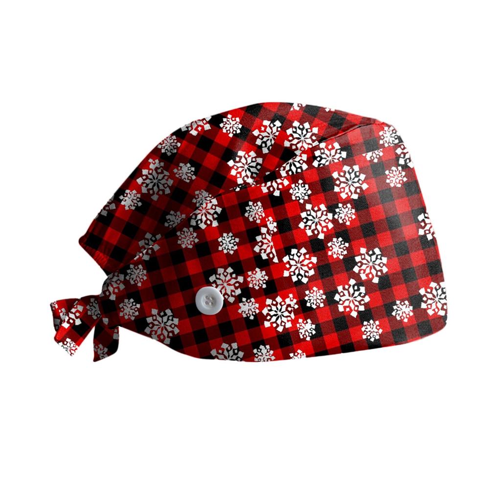 Scrub Cap With Buttons Bouffant Hat With Sweatband For Womens And Mens