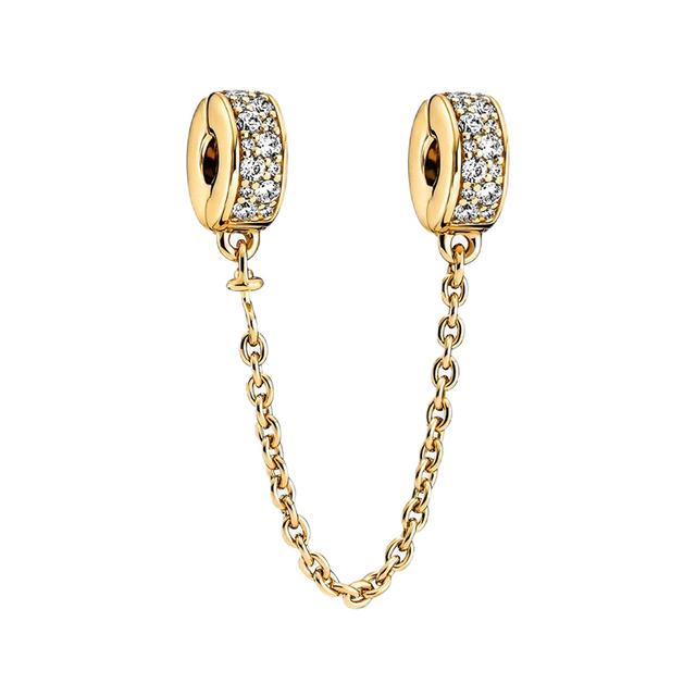 Nový 925 Sterling Silver Sparkling Pav éCrown O Tree Bezpečnostní řetízek Přívěsek Korálky Temperament Náramek Ženy Šperky Dárek