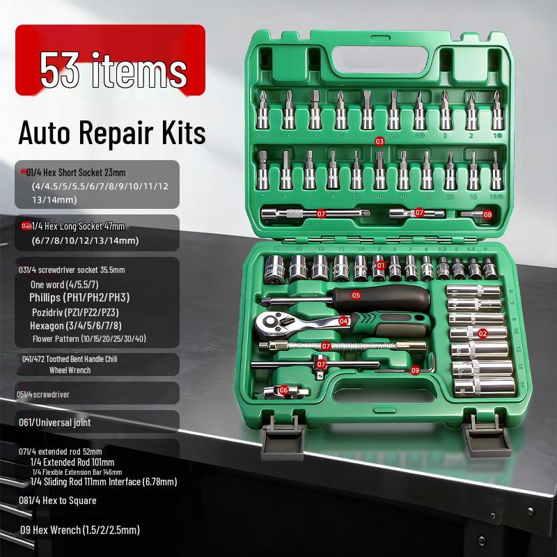 Car Maintenance Socket Wrench Ratchet Tool Set - Complete Auto Repair Kit