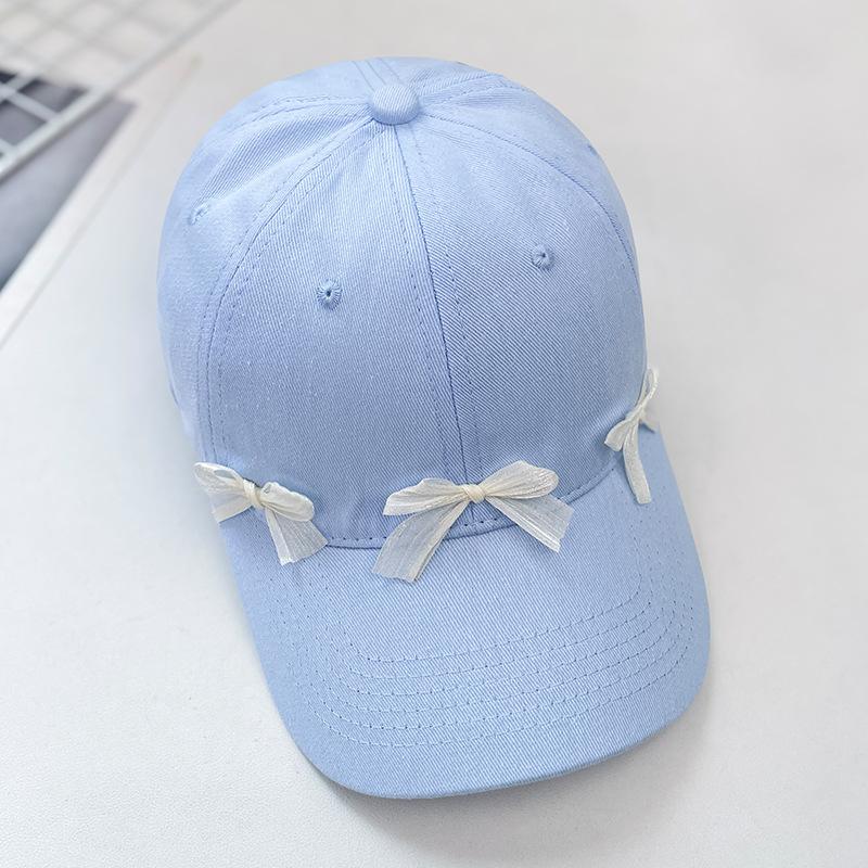 Bow Baseball Cap Female Sweet Versatile Wide Brim Sunscreen Peaked Cap Show Face Student Sun Hat