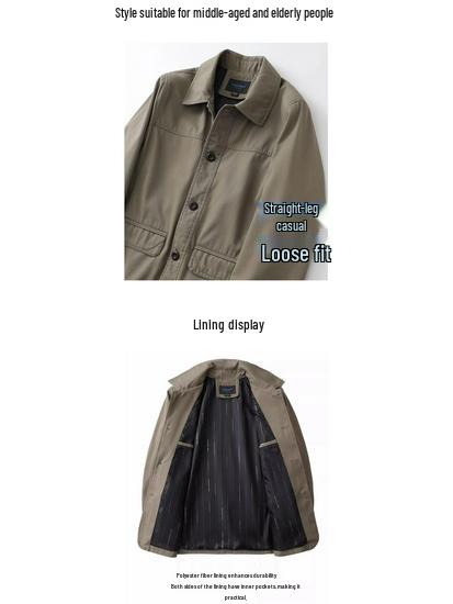 Dad's Spring & Autumn Cotton Jacket for Middle-Aged & Elderly Men - Casual, Comfortable Grandpa's Top