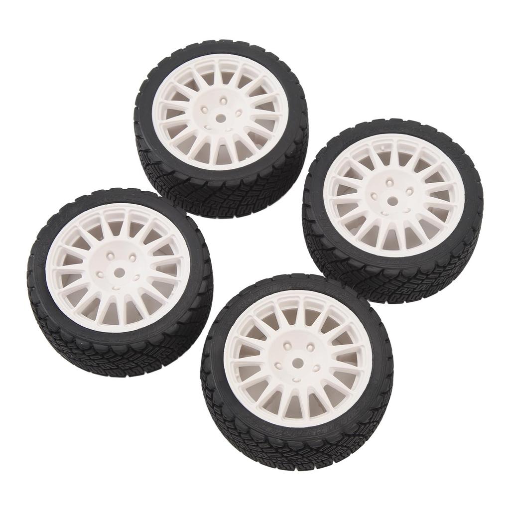 4Pcs 1 10 RC Car Tire Plastic Rim Rubber RC Car Wheel Tyre Replacement for TAMIYA TT01 TT02 XV01 White