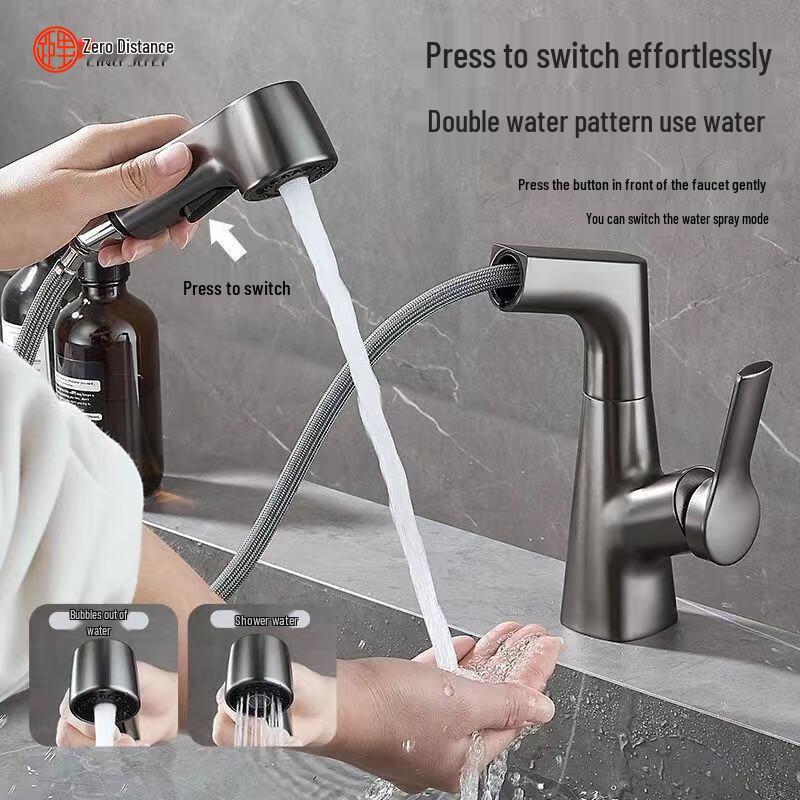 LINGJULI Einhand-Auszieh-Badezimmerarmatur aus Vollkupfer