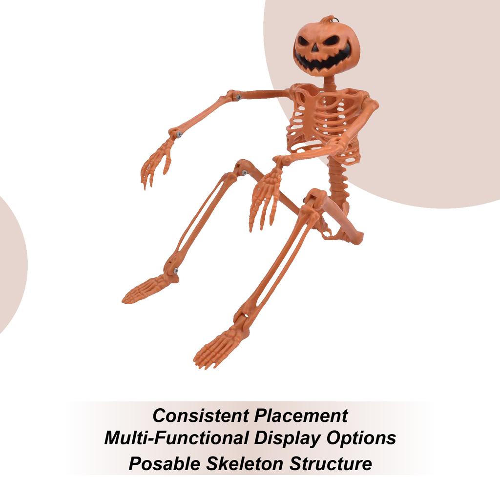 Skeleton Halloween Decor Skull Joint Adjustable Halloween Horror Pumpkin Human Skeleton 90cm Skull Pumpkin Man Halloween Decor