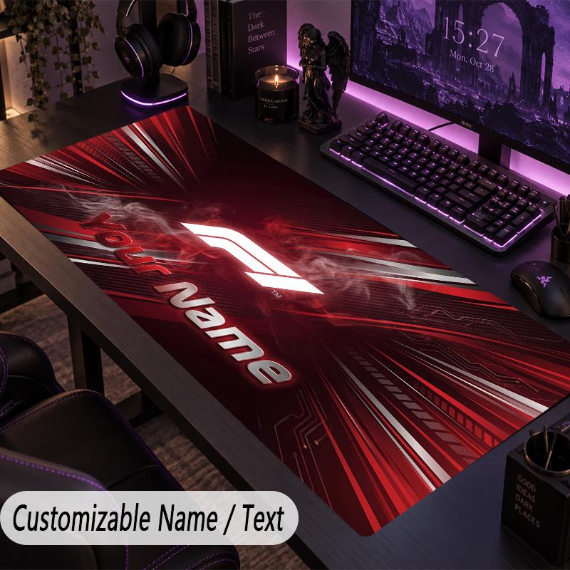Large Mouse PadF1 Custom Name Text Personalized Desk Mat Non Slip Gaming Pad