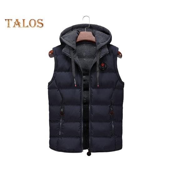 

Мужской жилет, пальто с капюшоном, застежкой-молнией, без рукавов, с карманами, однотонный утолщенный стеганый жилет XL темно-синий