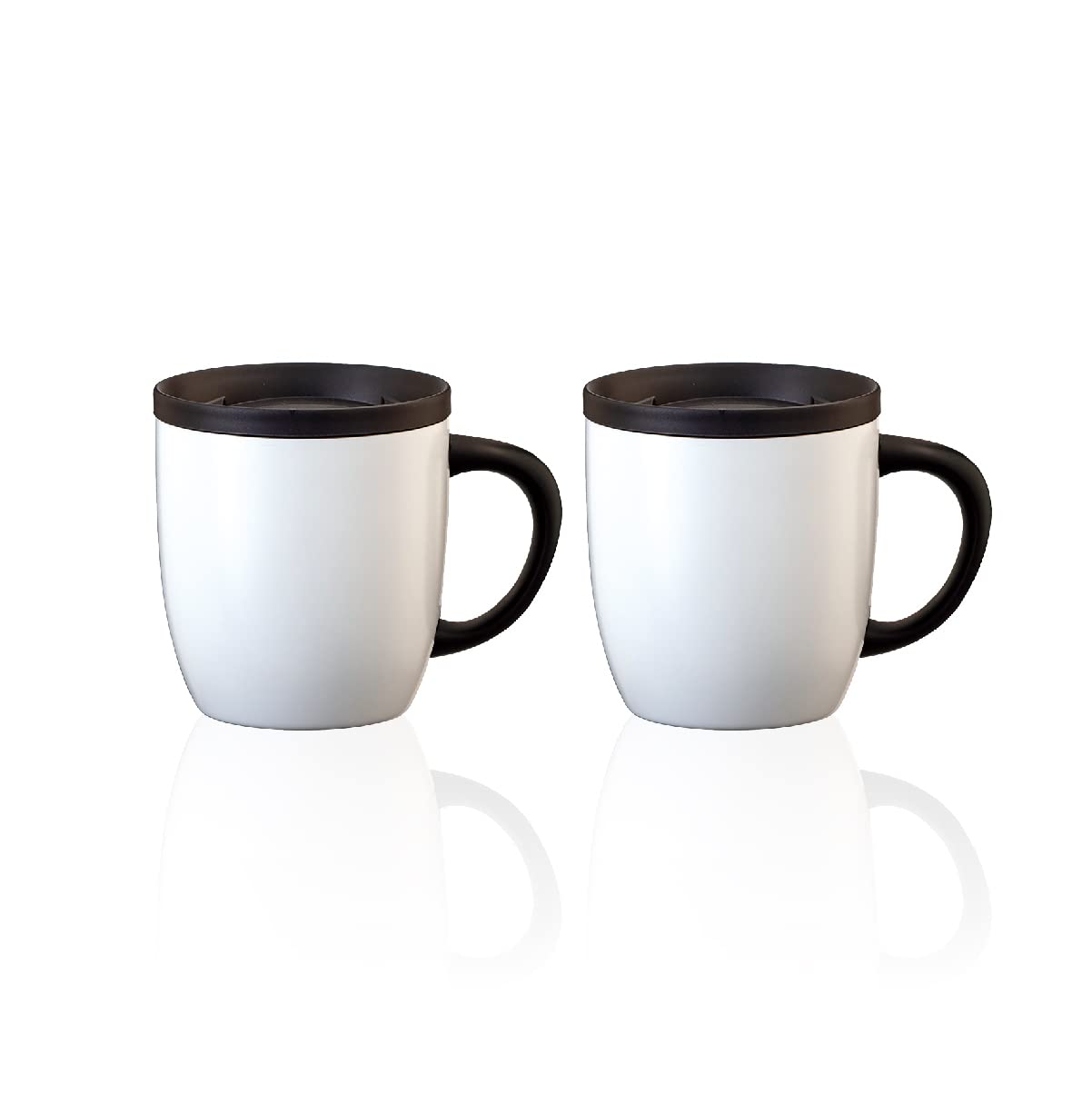 

Atlas a pair of 260ml white stainless steel mugs with perfect for working from ASMC-260WH2P, lids, home. белый