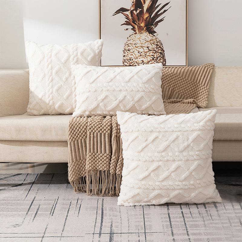 Snowflake Velvet Cushion Cover Decorative Diamond Grid Plush Pillowcase Single Sided Soft Pillow Cover For Living Room Bedroom 30x50cm Single sided 889₽