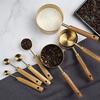 Set of 8 Baking Tool Set Stainless Steel Measuring Cups Measuring Spoons Wood Handle Kitchenwares for Coffee Powder