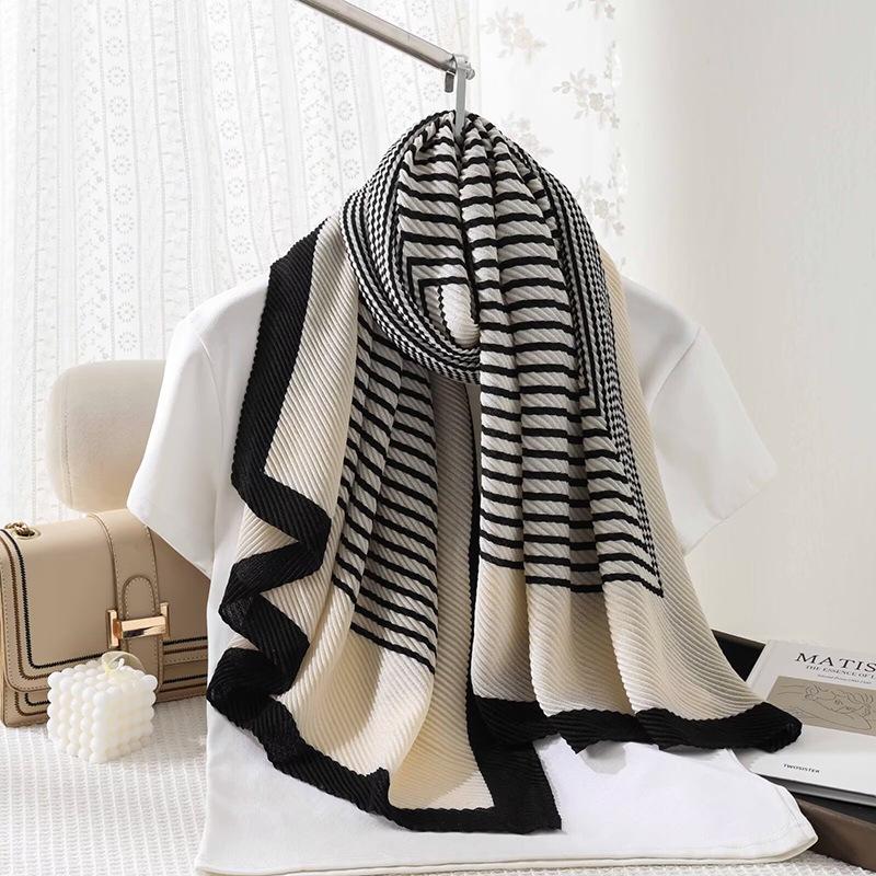 

Этнический стиль Хлопково-льняной шарф и шаль для осени/зимы - Монохромный и художественный дизайн