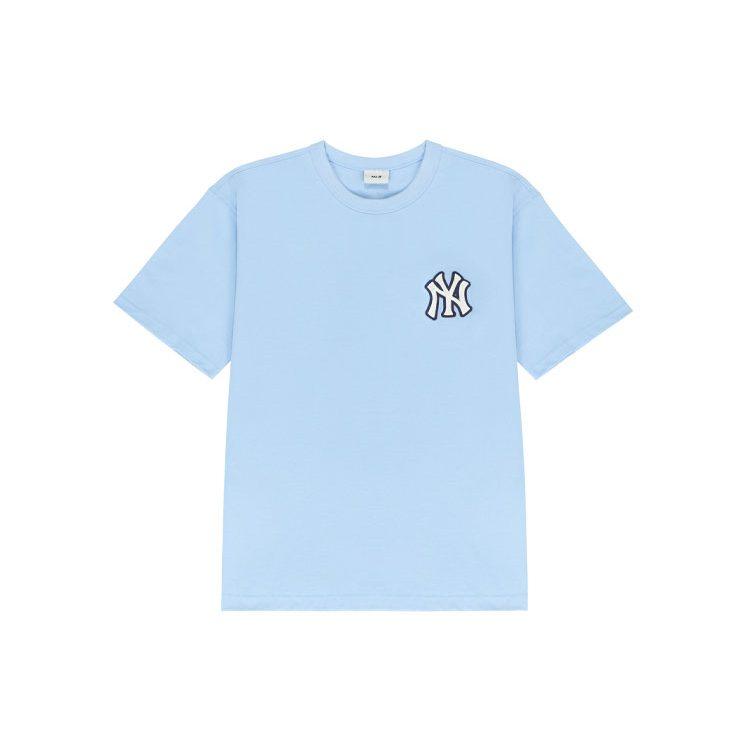 MLB Old Flower T Shirts Unisex Blue Crew Neck Moderate Straight Fit 3ATSM2023-50BLL