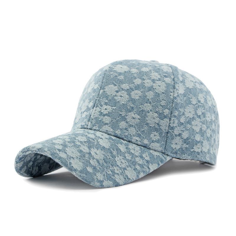 Denim Hat Female Floral Hard Top Baseball Cap