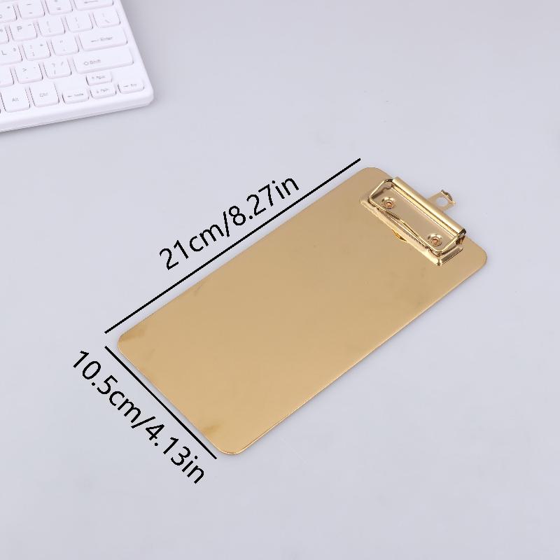 New New Golden Stainless Steel Writing Clipboard Document Stationery Paper Organizer With Metal Clip For Office School Supplies