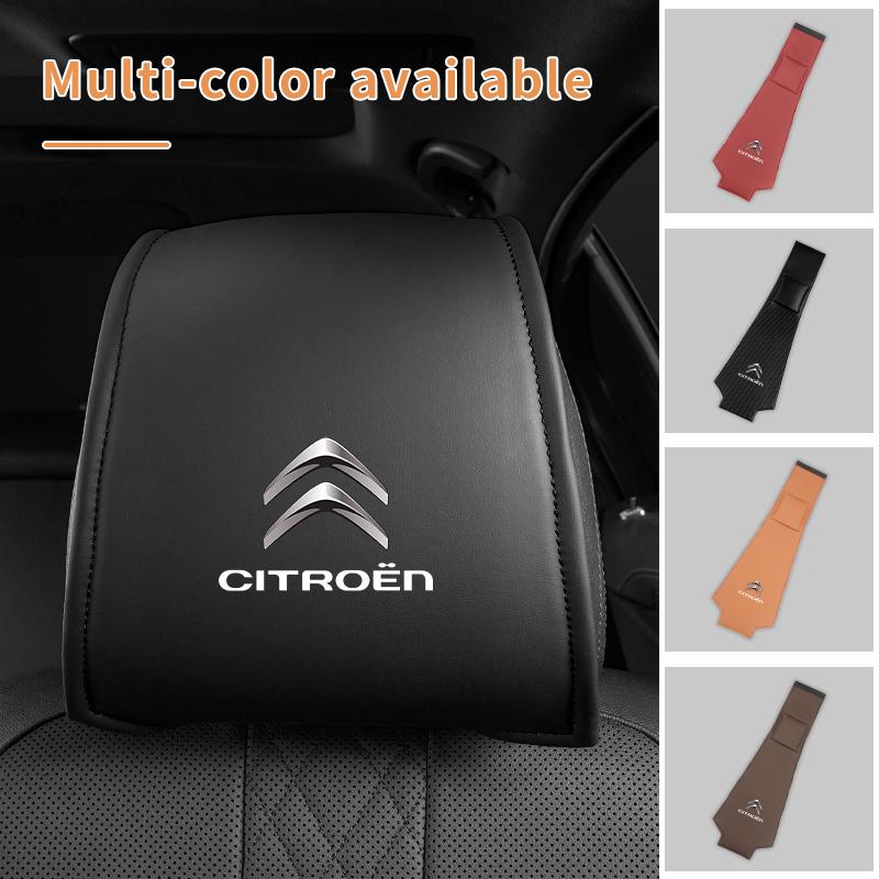 DBGO4 2PCS Leather Car Seat Headrest Protective Cover Accessories For Citroen C4 C3 C5 C2 Berlingo Celysee Cactus Picasso Saxo Grand
