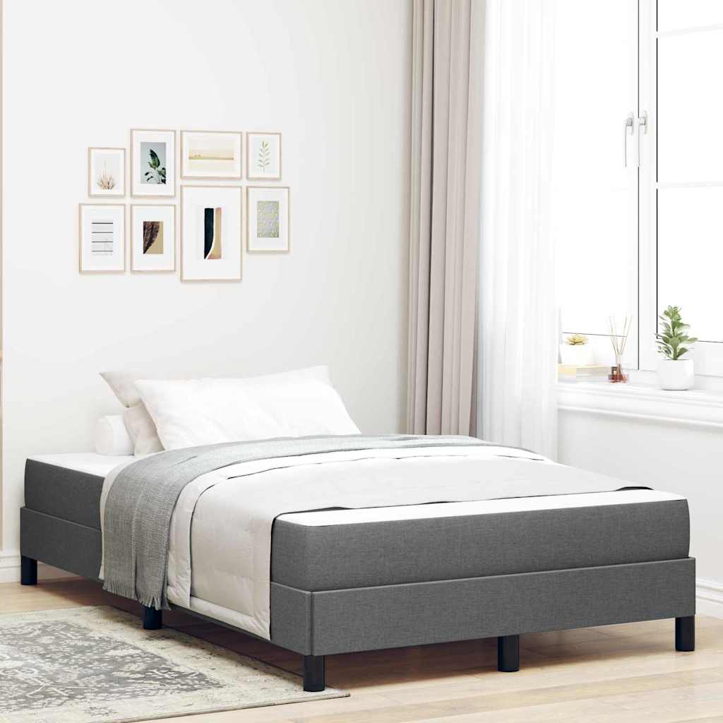 Box Spring Bed with Mattress Dark Gray 120 x 190 cm Fabric