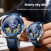 Luxury Double Tourbillon Mechanical Watch Men Business Leather Starry Sky Dial Waterproof Men Automatic Watch