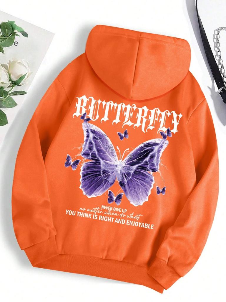 Autumn Men'S Avant-Garde Butterfly Print Soft And Comfortable Hoodie Outdoor City High Street Hoodie