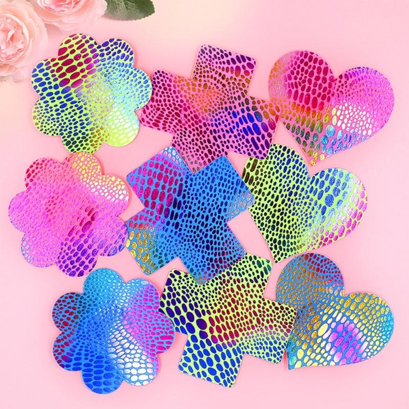 20 Pairs Women Sexy Self Adhesive Nipple Covers Colorful Fish Scales Disposable Breast Stickers Pasties Sticky Bras