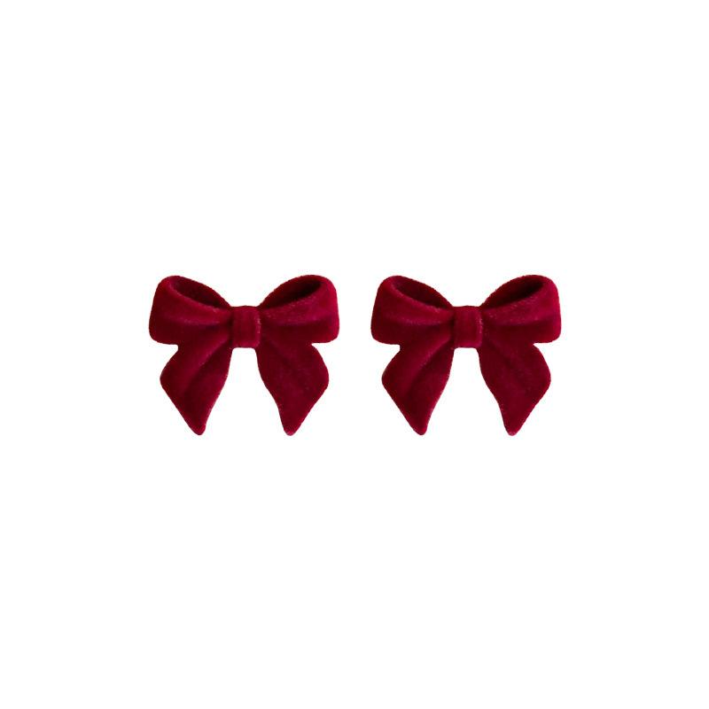 Silver needle retro red bow earrings long tassel trend stud earrings niche design Chinese New Year earrings women