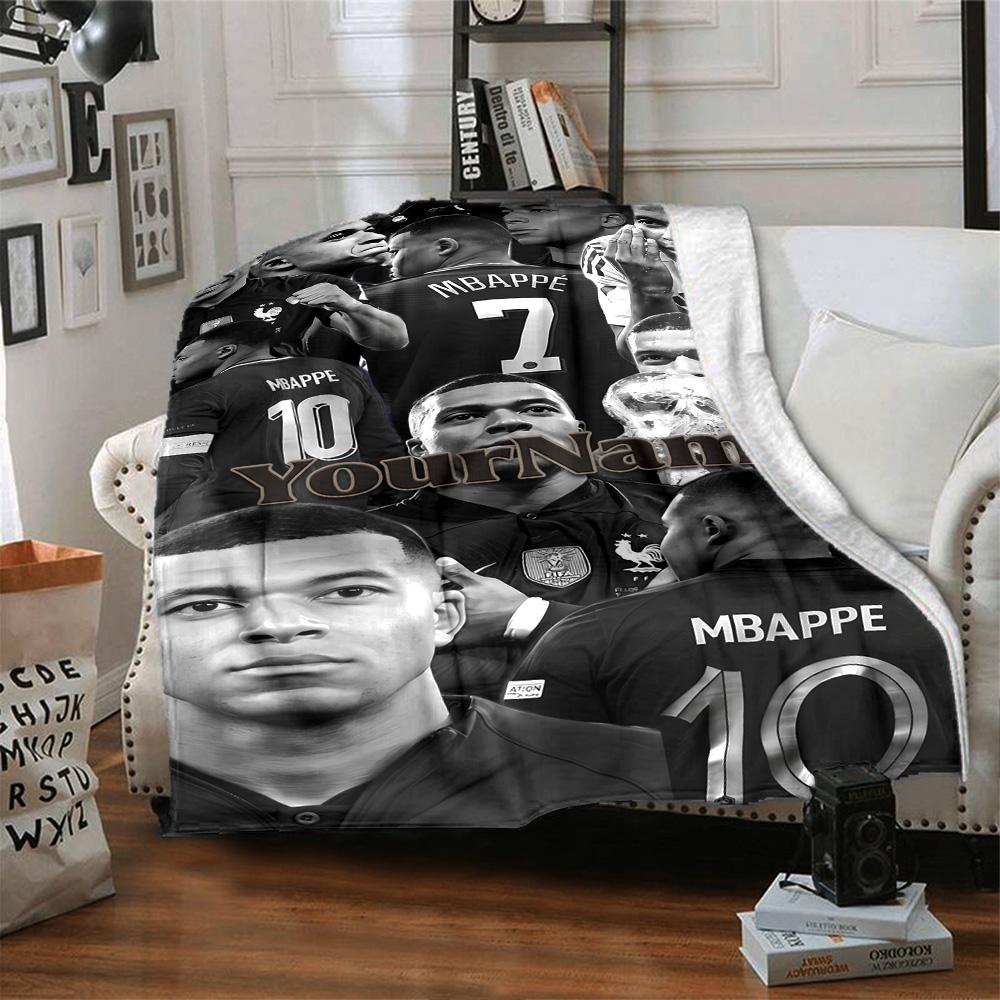 Coperta con Nome Personalizzato Mbappe Coperta Leggera Personalizzabile Morbida e Accogliente Adatta per Letto Decorazione Casa Divano Divano Quattro Stagioni Multiuso