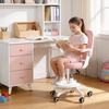 Silla Ergonómica de Estudio para Niños con Reposapiés Ajustable y Reposabrazos abatibles, Malla para Ordenador Infantil Oficina, Giratoria 360 grados para Habitación de Casa Dormitorio Sala de Estudio