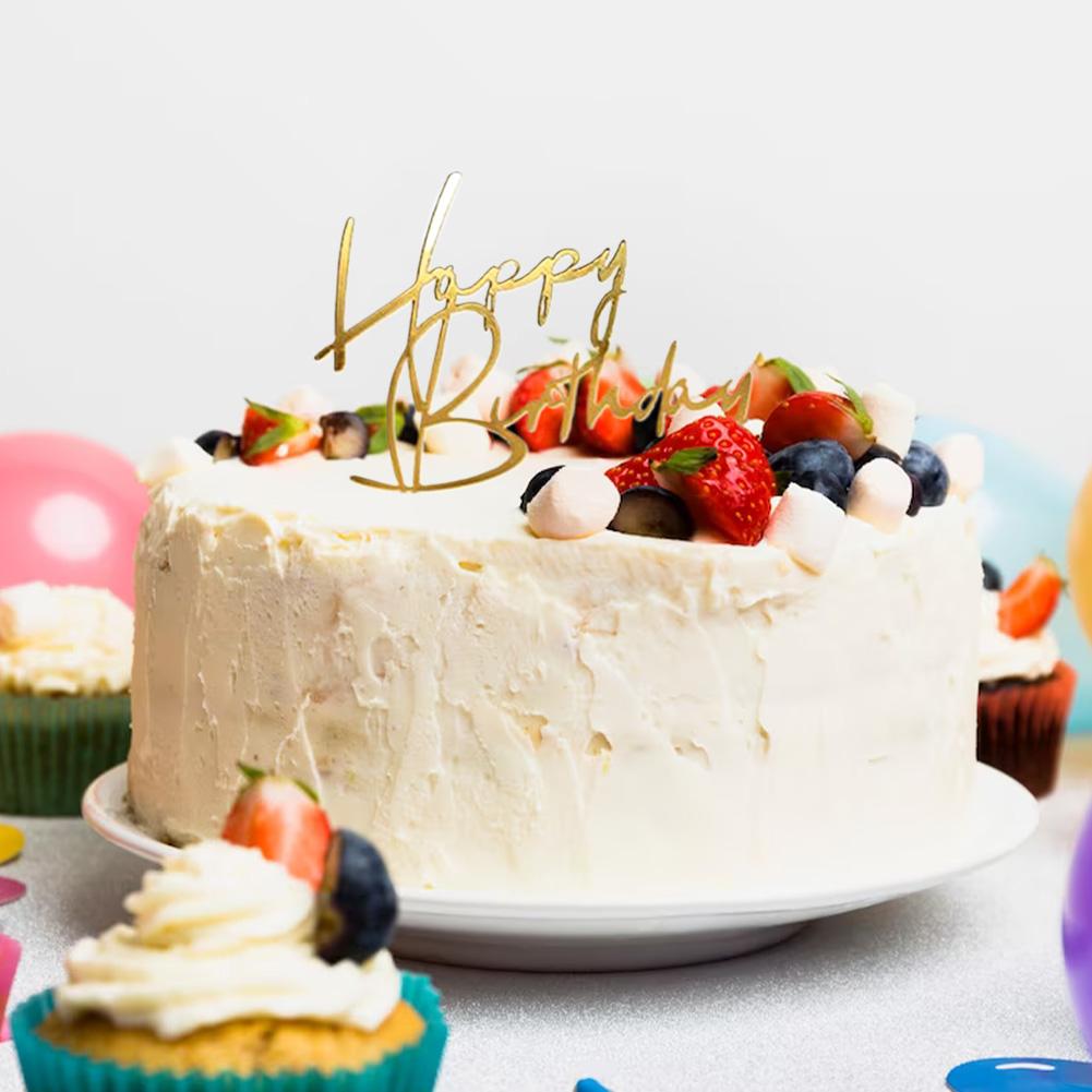 4 st Akryl Grattis på Födelsedagen Dessert Barn Vuxna Tårtdekoration Fest DIY Dekoration