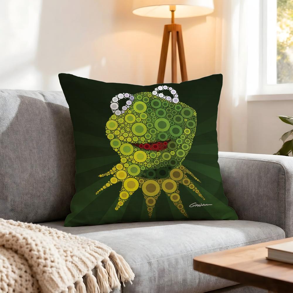 Character Kermit The Frog Cushion Cover 1Pcs Decorative Covers Soft Cushion Case For Sofa Couch Decor 40X40 45X45 Pillowcases