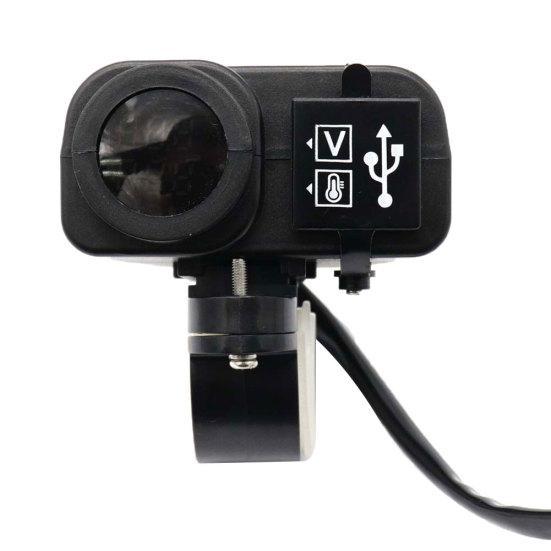 Motorcycle Motorbike Dual USB Charger LED Digital Voltage Display Thermometer