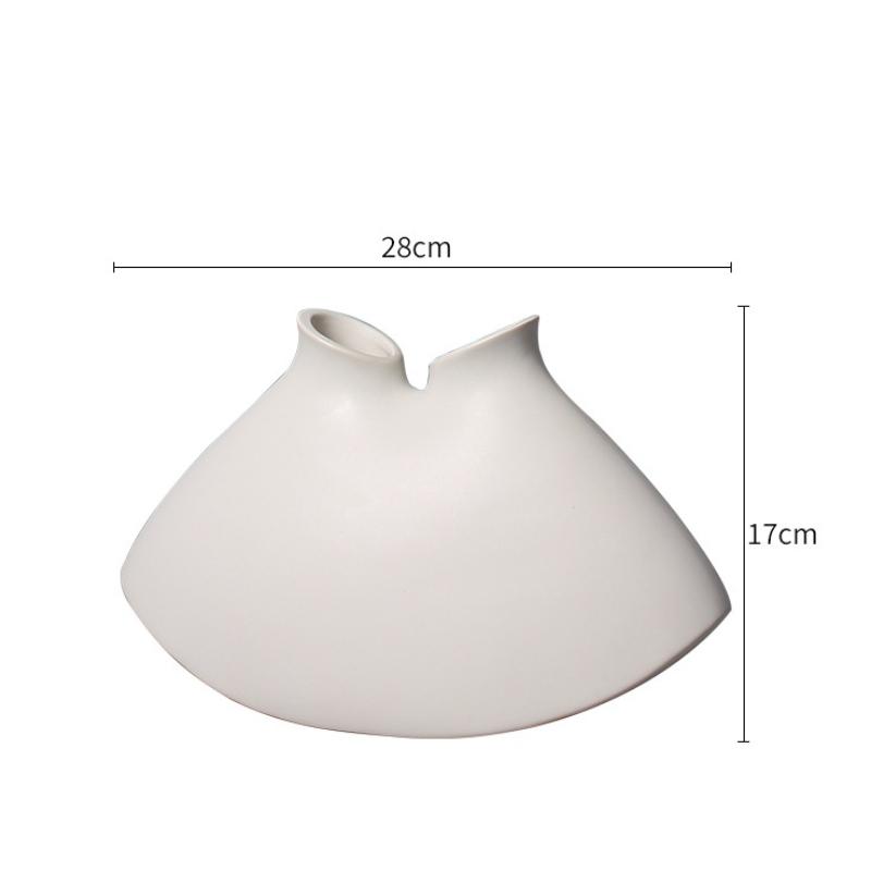 

Двойное отверстие Белый веерообразный керамический орнамент ваза неправильной формы