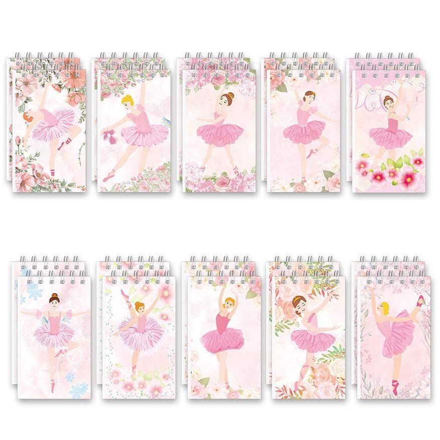 

10Pack Ballet Girl Theme Notebook Spiral Pocket Notepads Memo Spiral Notebooks for Birthday Office Supplies Party Decoration