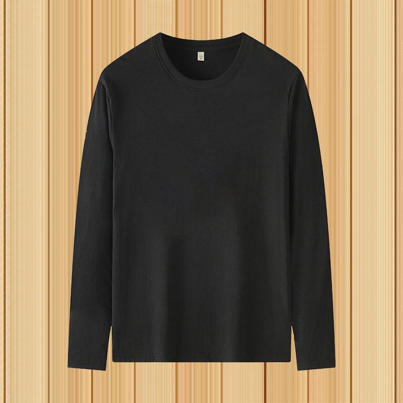 Men's Solid Color Long Sleeve T-Shirt, Imitation Cotton Milk Silk, Round Neck, Spring/Autumn, Large Size, Soft Fabric.