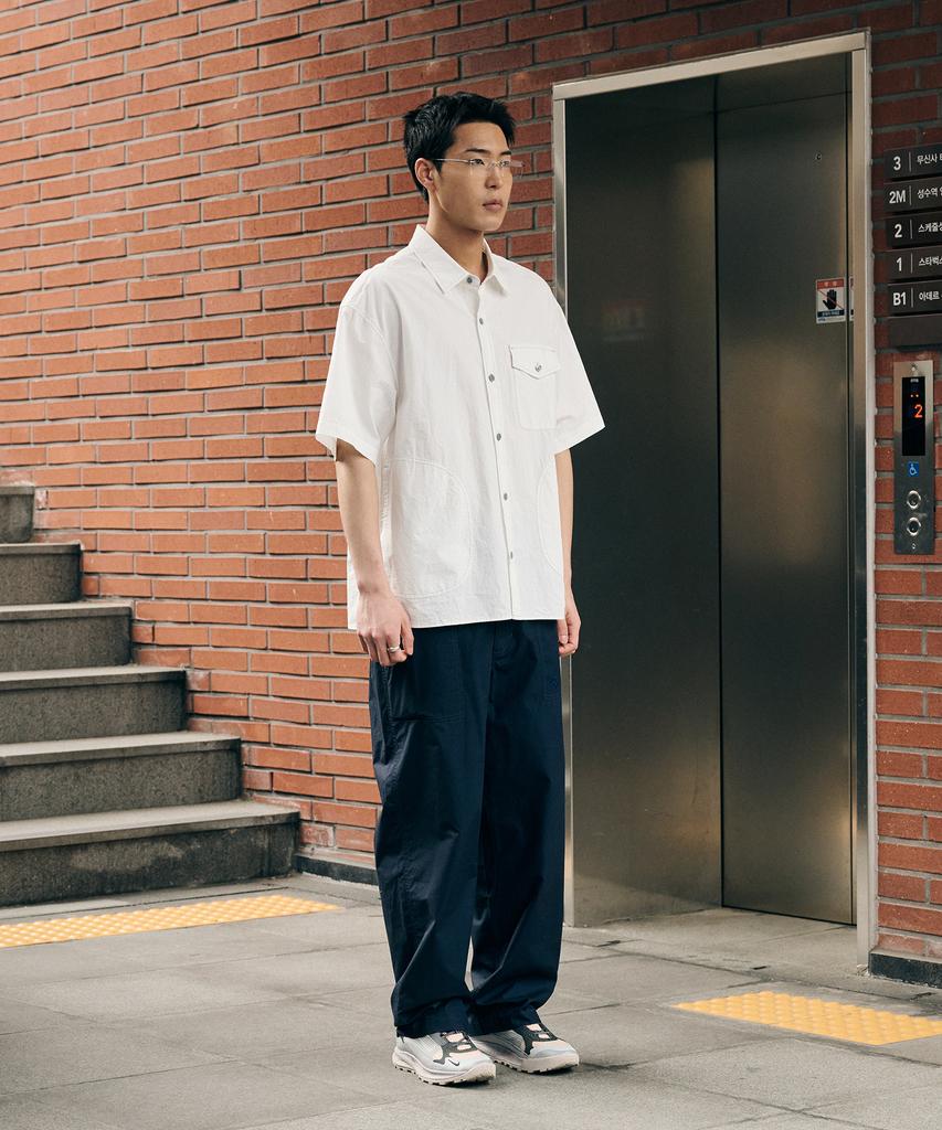 Nontai Ripstop Round Pocket S/S Shirts (White)