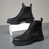 European and American Trend Martin Boots British Style Thick-soled High-top Men's Tooling Lace-up Boots Elastic Leather Outdoor Mountaineering Boots