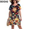 Elegant fashion short sleeve t-shirt dress beach vacation midi dresses women 3d print clothing