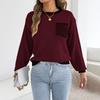 Women S Long Sleeve Striped Pocket Casual Sweater