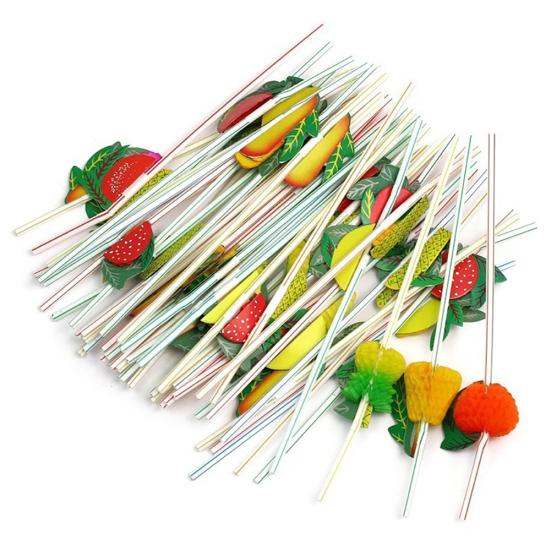 Yousheng 50Pcs Fruit Disposable Drinking Straw Wedding Birthday Party Decoration Favors