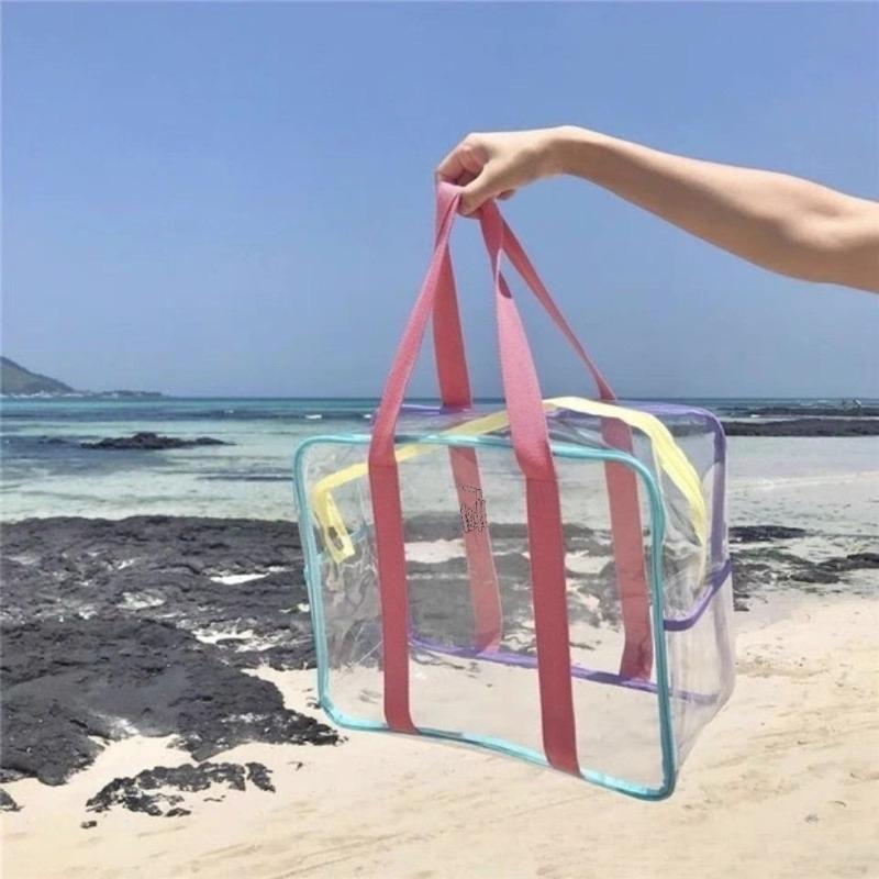 

Large-capacity transparent makeup bag, home travel toiletry bag, convenient waterproof beach bag, high-value portable storage bag, set of 2 Small size (2 pieces) червоний