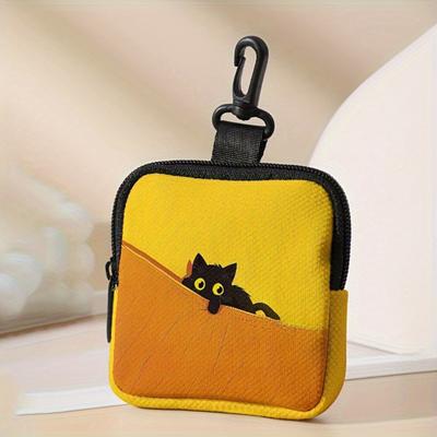 Carteira de Moedas Estojo Fofo para Fones de Ouvido com Clipe Bolsa de Armazenamento Impermeável com Zíper para Moedas Chaves Cabos Brincos Absorventes Higiênicos