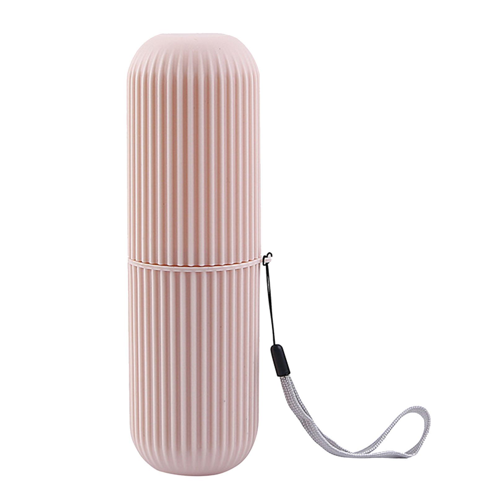 Travel Toothbrush Case Carrier Portable PP Slip Resistant Travel Toothbrush Cup with Cover розовый