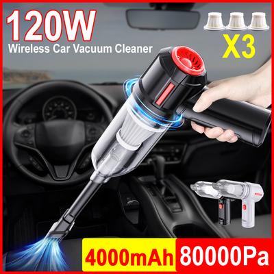 80000pa Kablosuz Kullanışlı Araba Elektrikli Süpürgesi 3'ü 1 Arada El Tipi Vakum Pompası Ev Ofis Elektrikli Süpürge 120w Mini