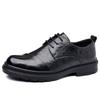 FashionBrand Men's Dress Shoes Fashion Genuine Leather Men Business Flat Shoes Black Breathable Men Formal Office Working Shoes