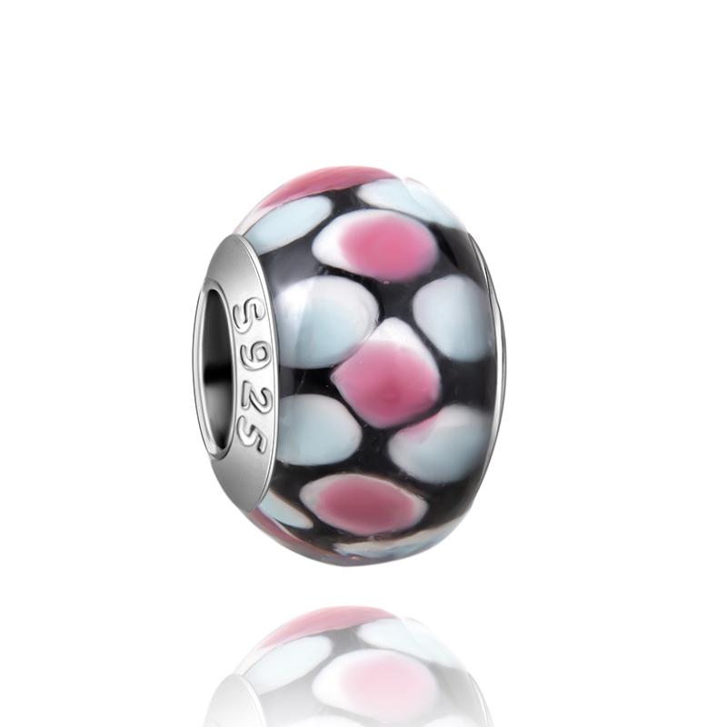 Murano Glas Serie Kupfer Weiß Herzförmiger Anhänger Passend für Armband Damen Exquisite Schmuckaccessoires Geschenke