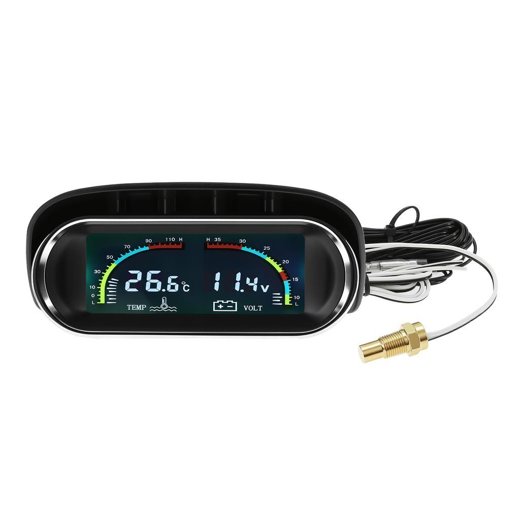 Digital LCD 2 in 1 Gauge Water Temp+Voltage Gauge Water Temperature Meter With Flashing Alarm Voltmeter For Car Truck Vehicle