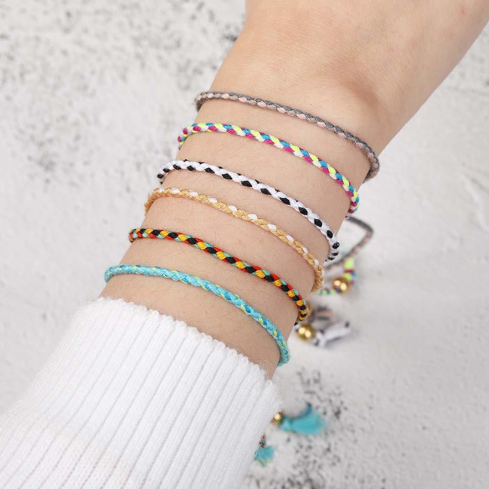 Women Copper Bead Girls Gift Fashion Accessories Polyester Thread Braid Hand Rope Woven Bracelet