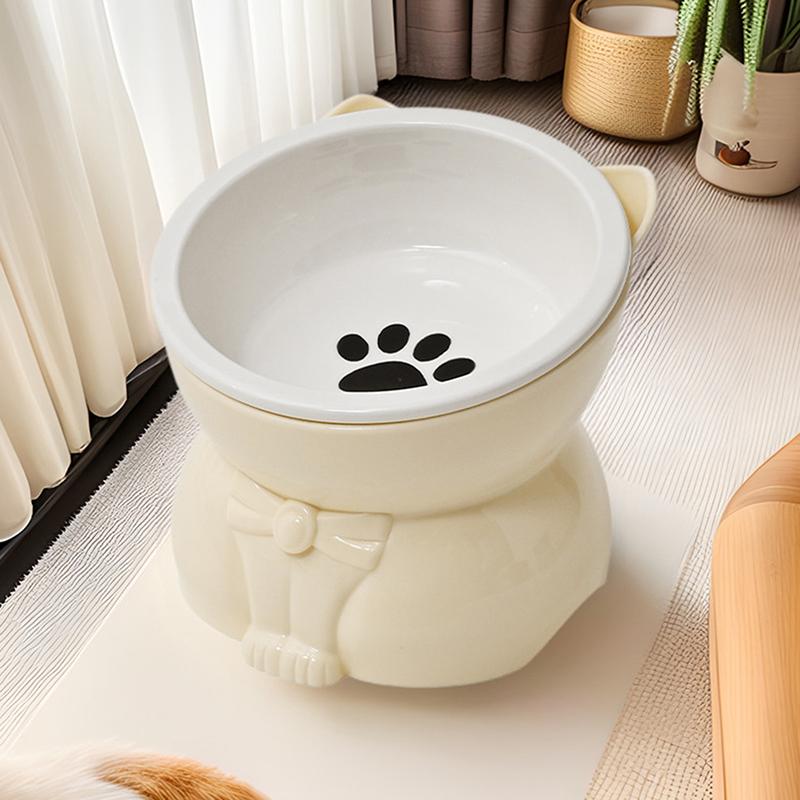 Ceramic Cat Bowl Slanted Mouth Dog Food Feeding Basin Non-Slip Pet High Foot Protection Cervical Spine Pet Drink Water Bowl